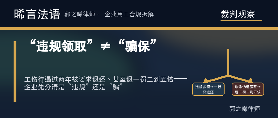 工伤、社保待遇被认定“违规领取”要退款甚至罚款：从5组公开判决看“违规”和“骗保”的边界